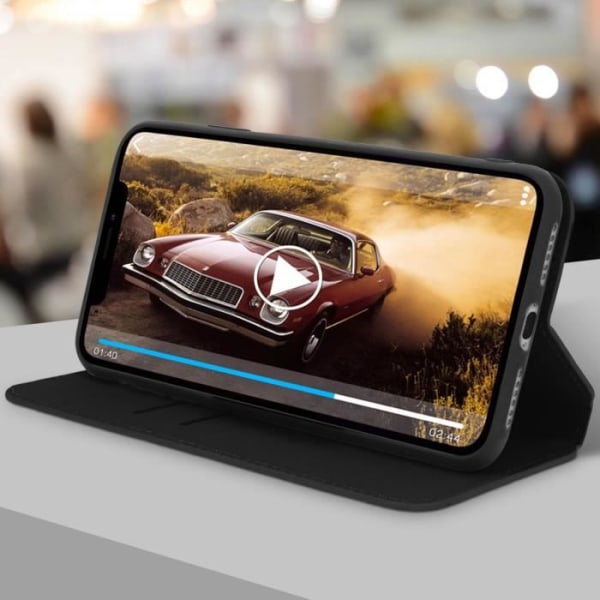 iPhone XS Max cover - MÆRKE - Folio etui - Øko-læder - Sort - Støttefunktion Svart