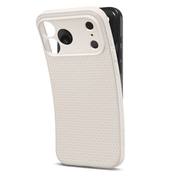 Cover til iPhone 17 Pro - SPIGEN - Liquid Air - Lys grå - Geometrisk mønster - Blødt silikone Grå