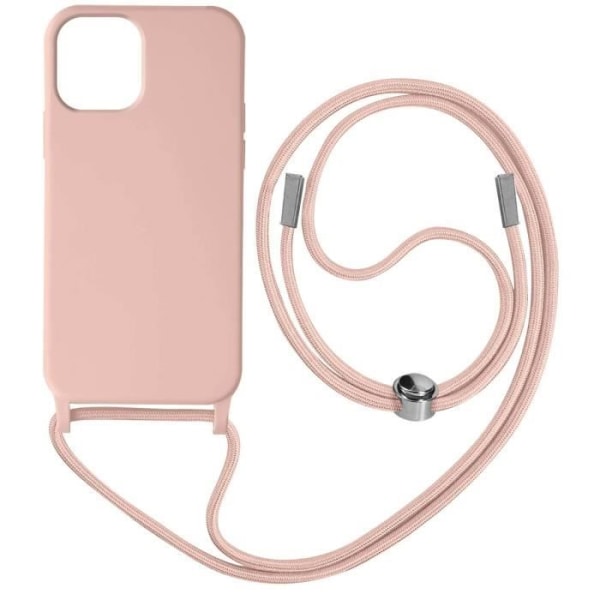 iPhone 12 och 12 Pro Lanyardfodral Halvstyv halsrem 80cm rosa