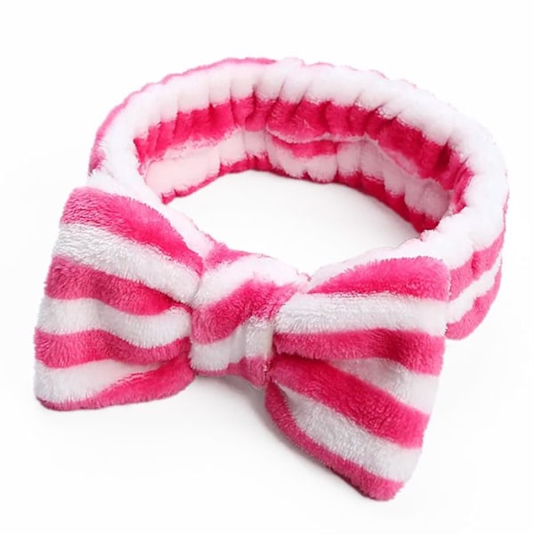 Fuksia ja Valkoinen Raitainen Paksu Villahuivi Hiuksille Rosa