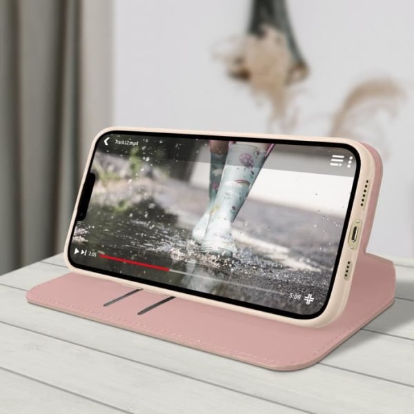 iPhone 13 Pro Max Cover Flip Wallet Video Support Funktion Rose guld