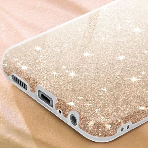 Samsung Galaxy A05s Fodral - AVIZAR - Glitterfodral - Guldglitter - Halvstyvt silikon Gul