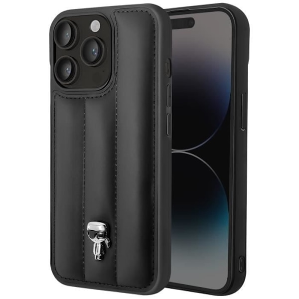 Cover til iPhone 14 Pro Max Bagside Quiltet Vegansk Læder Forhøjede Kanter Karl Lagerfeld Sort Svart