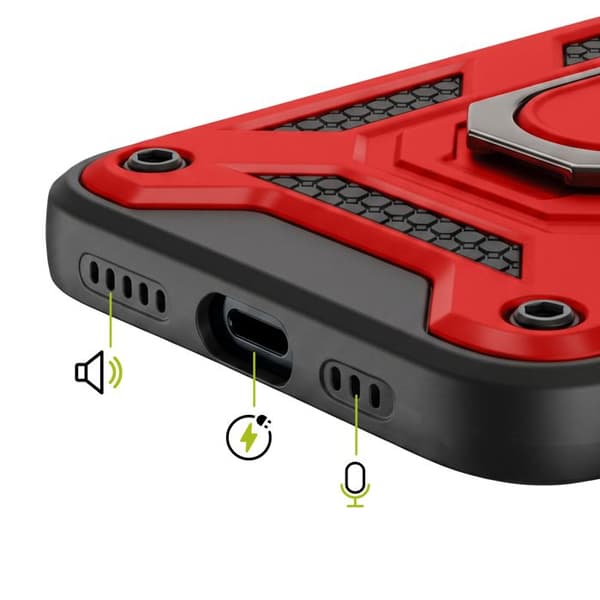 Coque Anneau til iPhone 13 med Skydelåg til Kamera og Magnetisk Ring Mayaxess Rød / Sort Röd