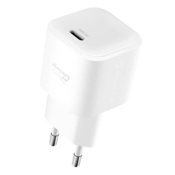35W USB C oplader - SWISSTEN - Ultrahurtig - Kompakt - 1,2m Lightning-kabel - Hvid Vit