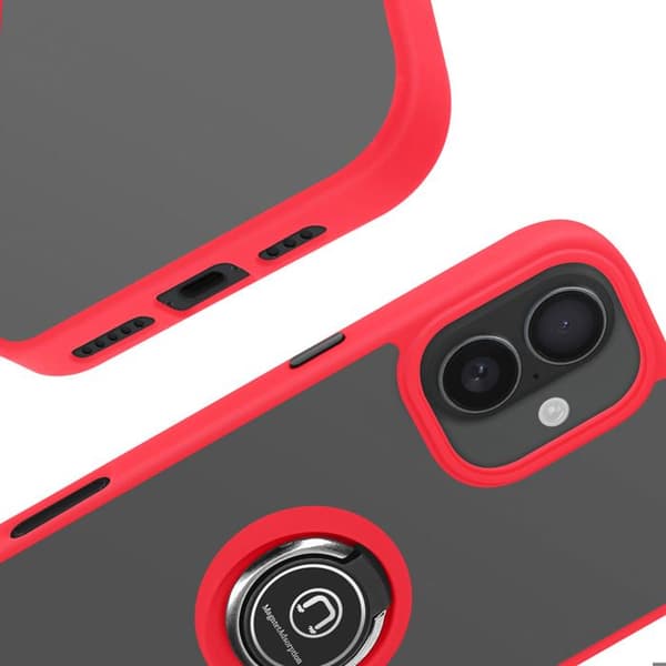 Fodral för iPhone 16 Metal Ring Video Support Röd Röd