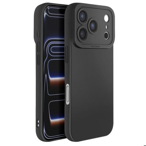 Cover - ADVARSEL - iPhone 17 Pro Max - Blødt Silikone - Forstærkning Kamera Blok - Sort Svart