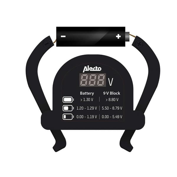 Universell Digital Batteritestare för AA / AAA / C / D / 9V / Knappar Alecto Svart