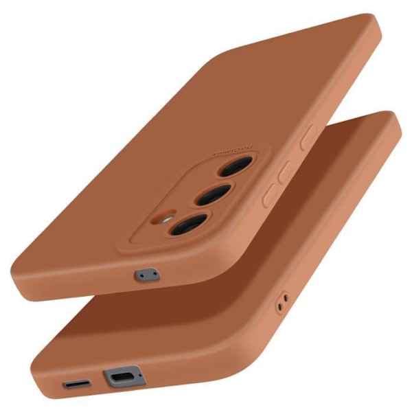 Siliconfodral för Samsung Galaxy S25, mjukt, skydd för kamerablock, brun kastanj