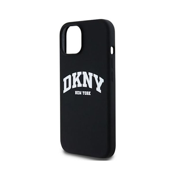 DKNY Liquid Silicone White Logo Print MagSafe - Etui til iPhone 15 Plus / 14 Plus (sort)