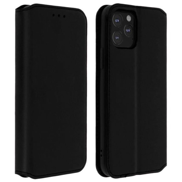 Housse iPhone 11 Pro - AVIZAR - Fodral Folio Plånbok - Ekologiskt Läder Svart - Stödfunktion Svart