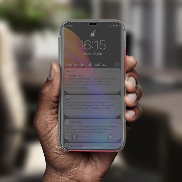 iPhone 11 Pro-fodral - AVIZAR - Hårdgummi - Genomskinlig lucka - Spegel - Videostativ Pengar