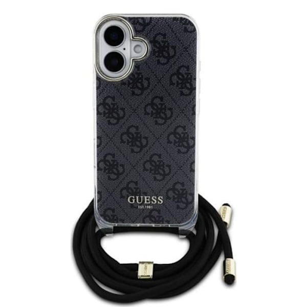 Coque til iPhone 16 - Guess Crossbody Cord 4G Print (GUHCP16SHC4SEK) - Sort