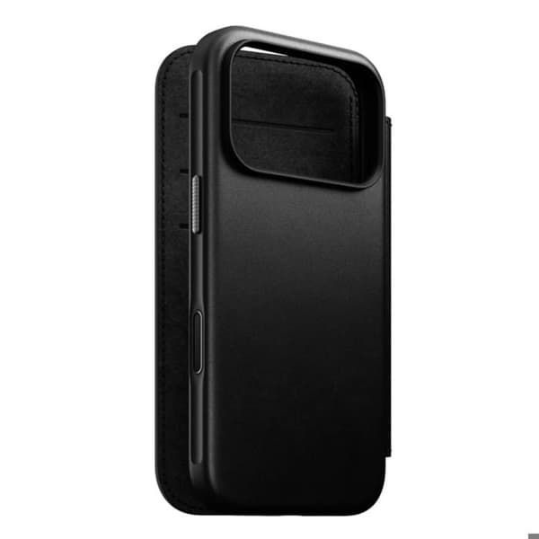 iPhone 18 Pro Etui i Læder Kompatibel med MagSafe og Qi2 Stødabsorberende Nomad Sort Svart