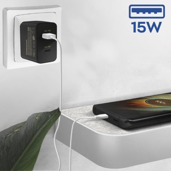 Väggladdare - Samsung - 50W - USB-C - Snabbladdning 2.0 - Power Delivery 3.0 Svart