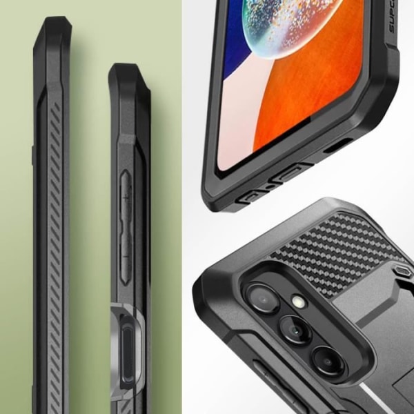 Svart fodral för Samsung A14 5G Stötsäkert Kickstand Hållare Bältesklämma, Supcase Svart