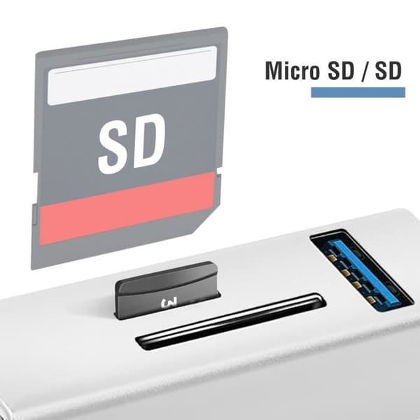 USB-C Hub 5 i 1 - AVIZAR - Silver - 3x USB-portar - SD/micro-SD-kortläsare - OTG