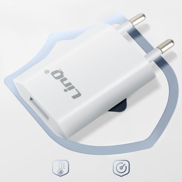 USB-nätladdare med USB till Lightning-kabel Längd 1,2m LinQ Vit