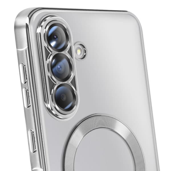 Skydd för Galaxy A37 Kompatibel med MagSafe med Silverfärgad Kant Grå
