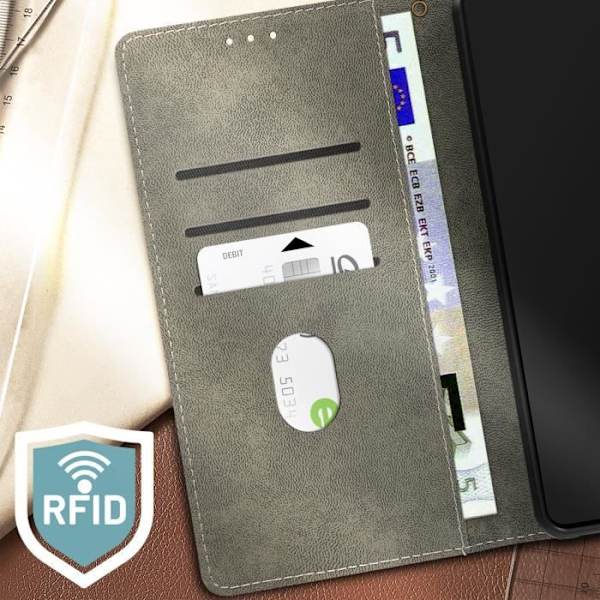 Fodral för Asus Zenfone 11 Ultra - AVIZAR - RFID-skyddande plånboksstöd för video - Svart Svart