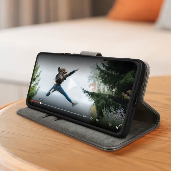Cover til Xiaomi 13 - AVIZAR - Chesterfield - Kortopbevaring - Videounderstøttelse - Grå Grå