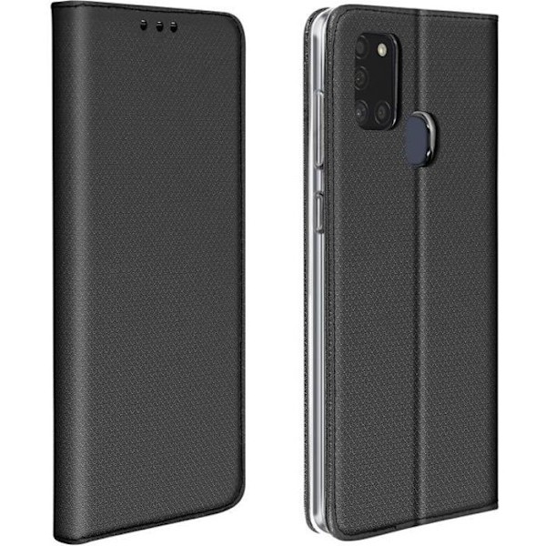 Étui AVIZAR til Samsung Galaxy A21s - Folio taske med kortplads og videostøtte i sort Svart