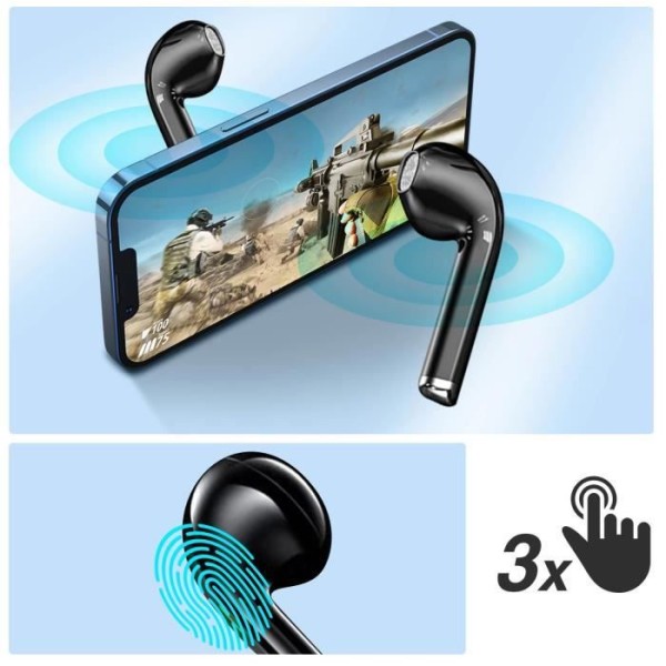 Awei Bluetooth Hörlurar Laddningsfodral Touch Control Vattentät IPX4 Svart