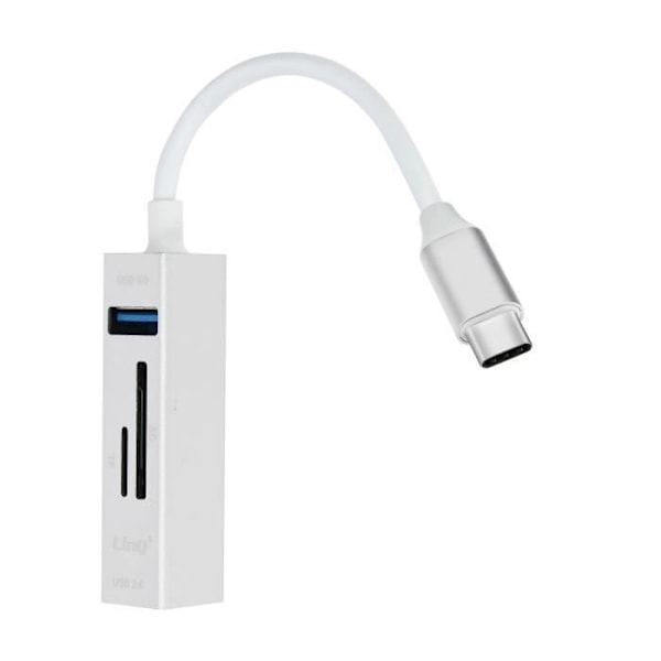 5 i 1 USB-C Hub: 3 USB-porte og LinQ MicroSD SD-kortlæser Sølv