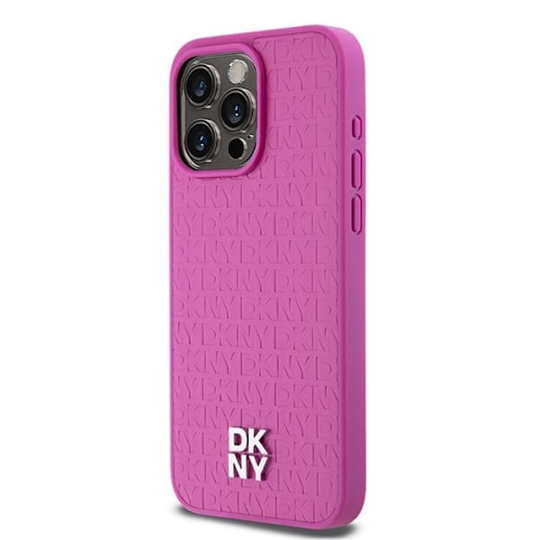 iPhone 15 Pro Max - DKNY Nahkainen Monogrammi Metalli Logo MagSafe (DKHMP15XPSHRPSP) - Vaaleanpunainen rosa