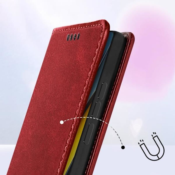 Plånboksfodral till Xiaomi Poco X6 Pro Magnetisk flikhållare Burgundy Röd