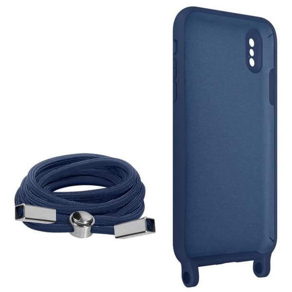 Coque til iPhone X og XS - AVIZAR - Semi-rigid - Halskæde-ørering - Blå Blå