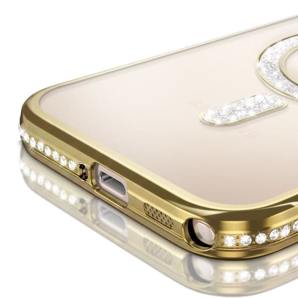 Diamantetui til Galaxy S26 Ultra med magnetisk ring og gyldent strasskant Gul