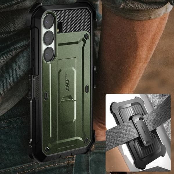 Coque Integrale til Samsung Galaxy S25 Stødabsorberende Stativ Støtte Supcase Mørkegrøn Grön
