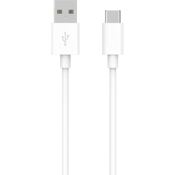 USB A 2.4A FastCharge hemladdare + USB A/USB C-kabel Vit WOW