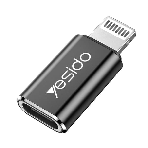 USB-C til Lightning-adapter til iPhone iPad Hurtigoverførsel og Opladning Yesido Sort
