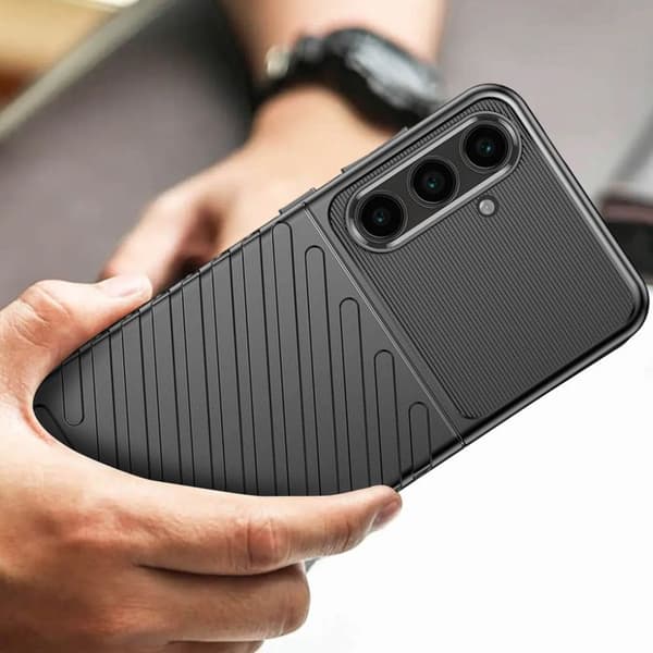 Blød Silikone Cover til Samsung Galaxy S24 FE Serie Thunder Sort Svart