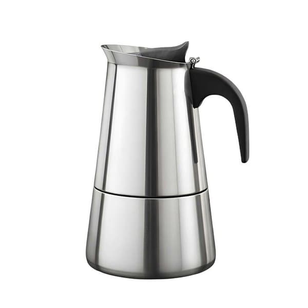 Cafeteria i rustfrit stål 12 kopper kompatibel med induktion til Moka-kaffe Cheffinger sølv Grå