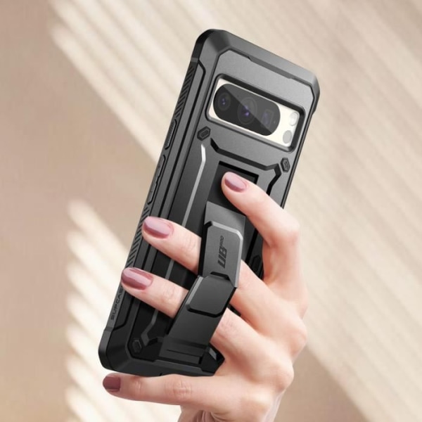Full Body Case Google Pixel 8 Prolle Iskunkestävä Kickstand Supcase Blackilla Svart