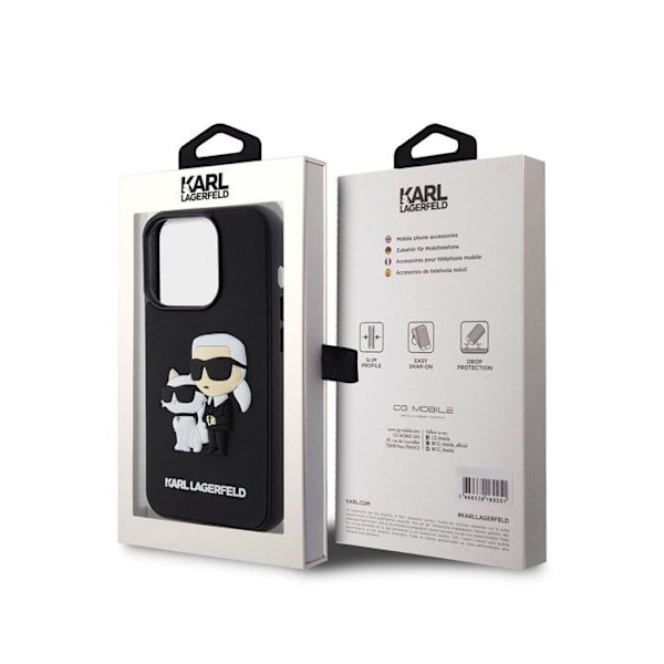 3D Coque Karl Choupette til iPhone 14 Pro Elegant Beskyttelse Karl Lagerfeld Sort Svart