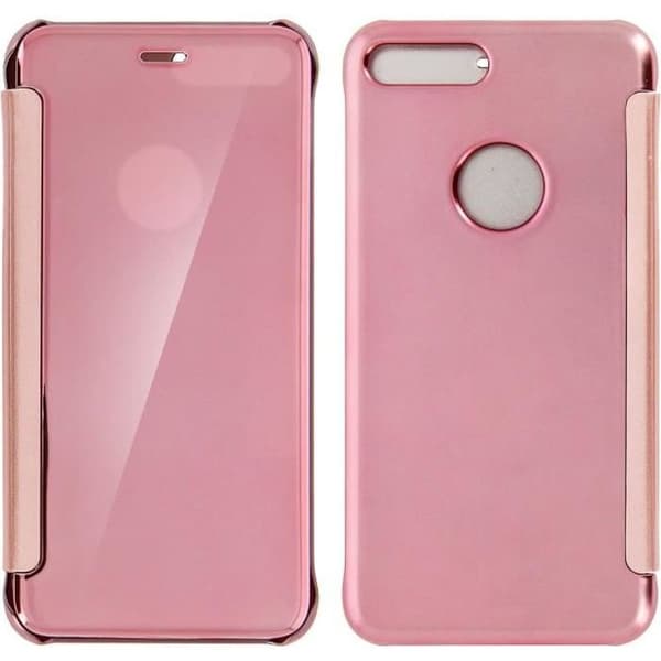 Pink Mirror Folio Case Cover iPhone 7 Plus / iPhone 8 Plus Genomskinlig flik Ros