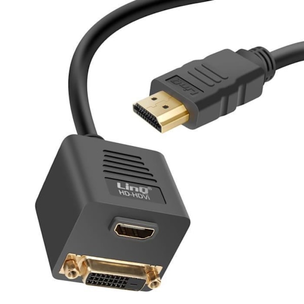 LinQ Compact HDMI han til DVI-D hun og HDMI hun adapter sort