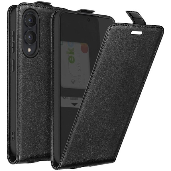 Housse Clapet Vertical til Samsung Galaxy S25 Edge Med Kortlomme Sort Svart