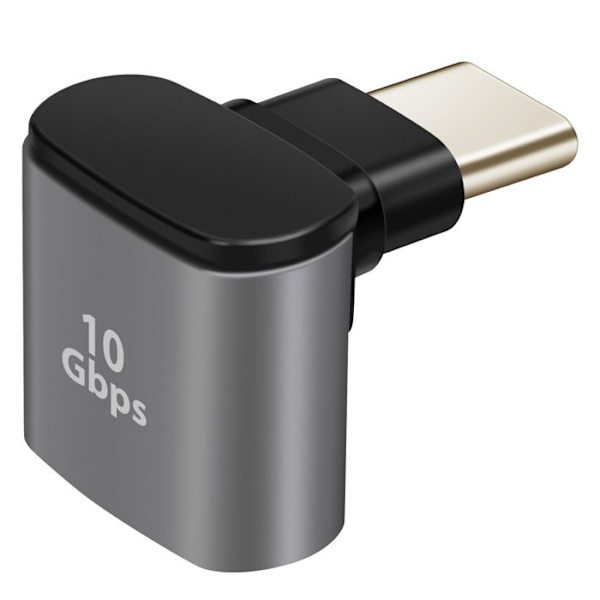 USB 3.2 hun til USB C han 10Gbps 90° vinkelret design LinQ Grå