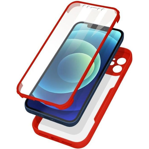 Koko kotelo - iPhone 12 - Pleksilasi - Iskunkestävä - Punainen - Jäykkä Röd