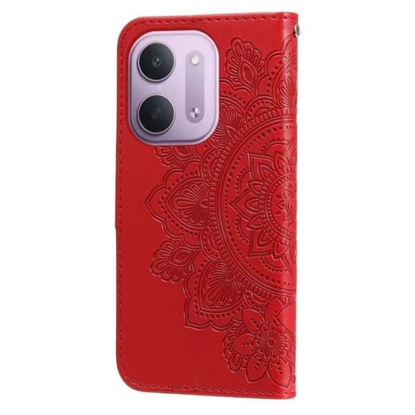 Plånboksfodral för Xiaomi Redmi 17C 5G Mandala-mönster med Stöd Röd Röd
