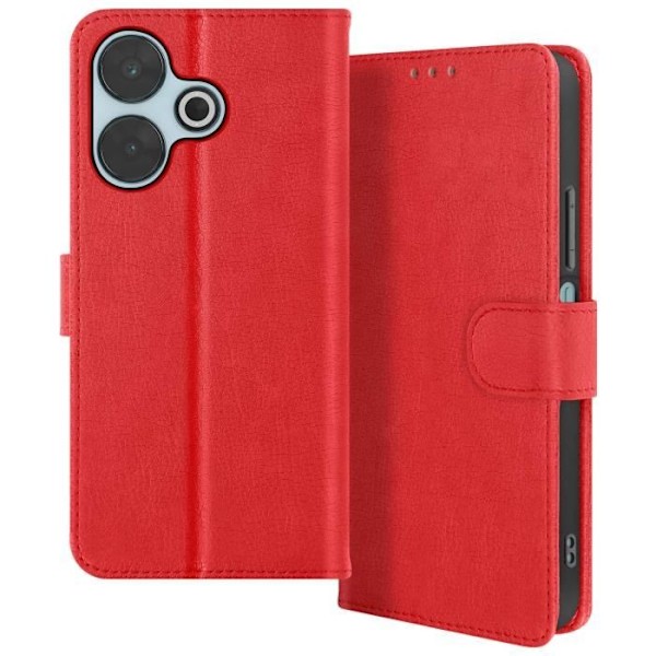 Kotelo Xiaomi Redmi 13:lle - AVIZAR - Chesterfield - Punainen - Lompakko- ja videotuki Röd
