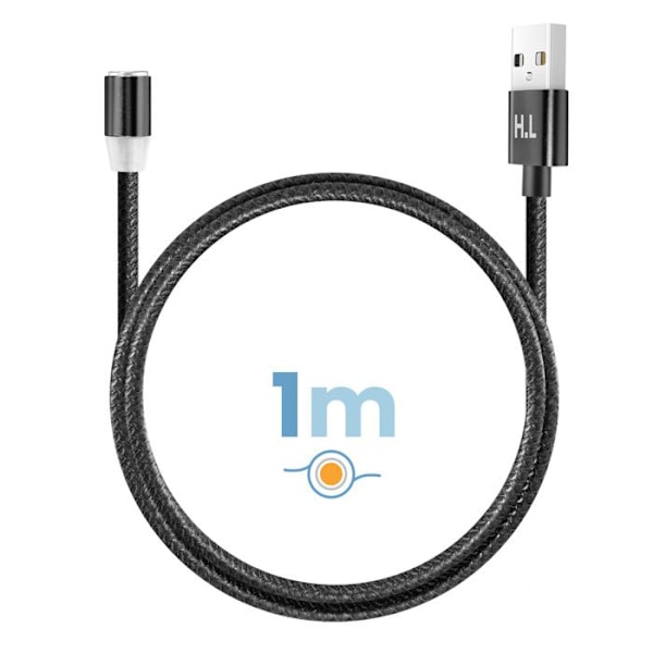 Magnetkabel 3-i-1 USB-C / Lightning / Micro-USB till USB-A 1m Svart