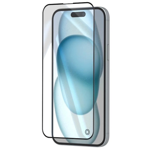 Härdat glas - FORCE GLASS - iPhone 15 - Resistant 9H+ - 2.5D fasad skydd - Svart Svart