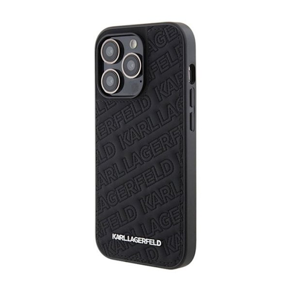 Telefonfodral - Karl Lagerfeld - iPhone 15 Pro Max - Kviltat - K-motiv - Stötskydd Svart