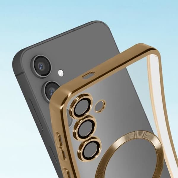 Coque MagSafe - Samsung - S24 Plus - Flexibelt Silikon - Kameraskydd - Kromad Guld Gul